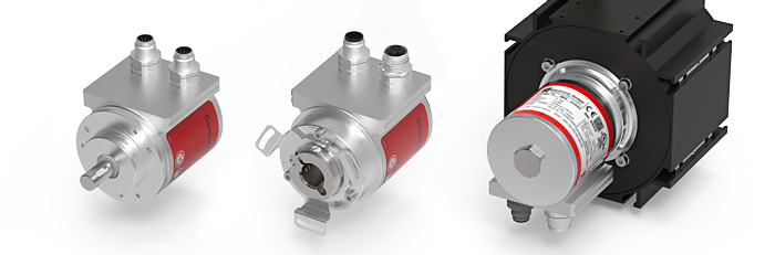 Compact double encoder, fits into space for a standard 58 mm rotary encoder.