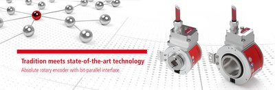 Absolute rotary encoder with bit-parallel interface